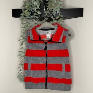 EUC Carter’s Striped Zipper Vest Red & Gray, 18 Month